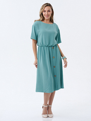 Платье шелковое с пуговицами мятное